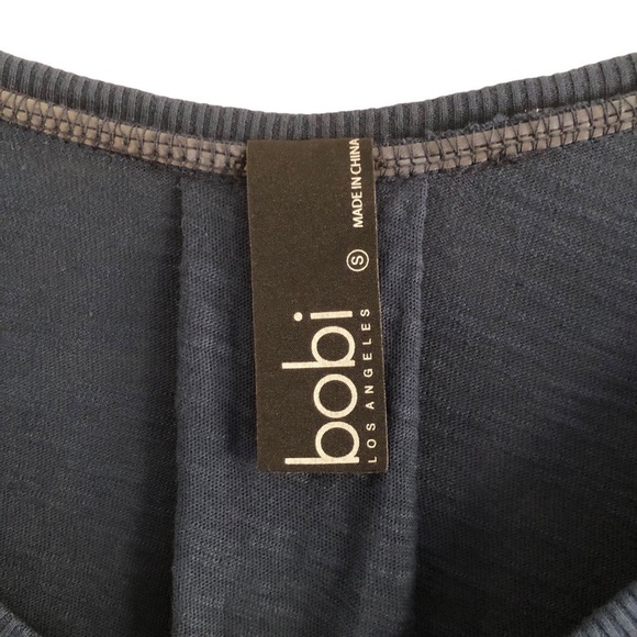 Bobi V-Neck Long Sleeve Cotton Top Dark Blue Size Small - Picture 3 of 7
